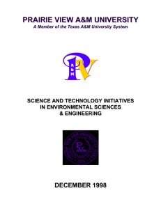 PRAIRIE VIEW A&amp;M UNIVERSITY DECEMBER 1998 SCIENCE AND TECHNOLOGY INITIATIVES IN ENVIRONMENTAL SCIENCES