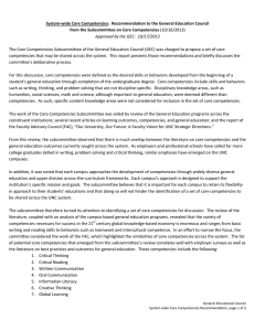   System‐wide Core Competencies:  Recommendation to the General Education Council  from the Subcommittee on Core Competencies 