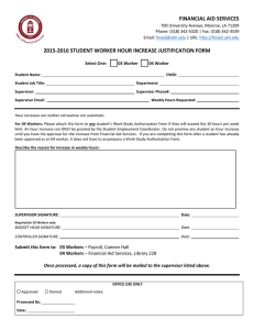 FINANCIAL AID SERVICES 2015-2016 STUDENT WORKER HOUR INCREASE JUSTIFICATION FORM