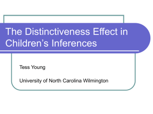 The Distinctiveness Effect in Children’s Inferences Tess Young University of North Carolina Wilmington