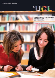 TRANSLATION THEORY AND PRACTICE MA / 2016/17 ENTRY