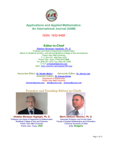 Applications and Applied Mathematics: An International Journal (AAM)  ISSN: 1932-9466
