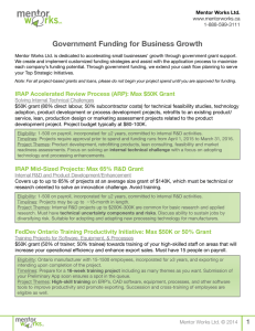 Government Funding for Business Growth Mentor Works Ltd. www.mentorworks.ca 1-888-599-3111