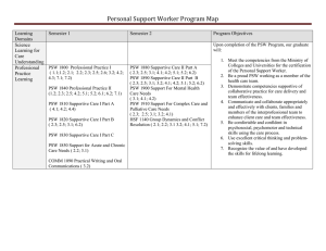 Personal Support Worker Program Map  Learning Semester 1