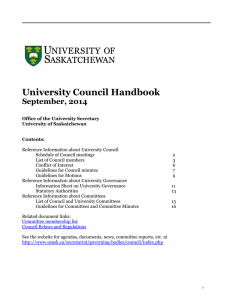University Council Handbook September, 2014