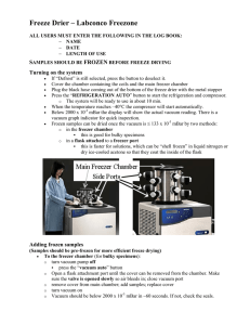 Freeze Drier – Labconco Freezone FROZEN S Turning on the system