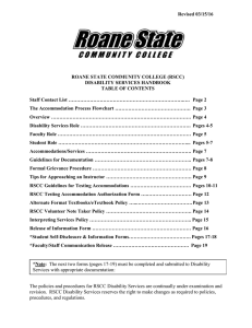 Revised 03/15/16  ROANE STATE COMMUNITY COLLEGE (RSCC) DISABILITY SERVICES HANDBOOK