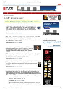 Industry Announcements  6/6/2014 Industry Announcements – DC Velocity