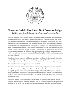 Governor Jindal’s Fiscal Year 2016 Executive Budget