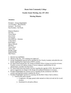 Roane State Community College Faculty Senate Meeting, Jan. 24 , 2014 Meeting Minutes