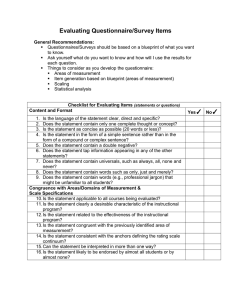 Evaluating Questionnaire/Survey Items