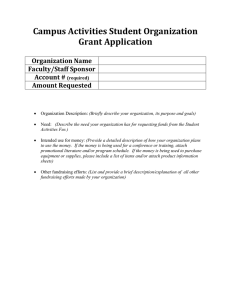 Campus Activities Student Organization Grant Application  Organization Name