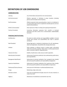 DEFINITIONS OF JOB DIMENSIONS COMMUNICATING