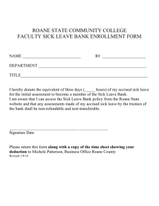 ROANE STATE COMMUNITY COLLEGE FACULTY SICK LEAVE BANK ENROLLMENT FORM