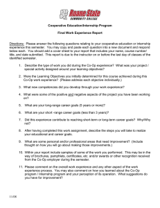 Directions:  Please answer the following questions relating to your... Cooperative Education/Internship Program Final Work Experience Report