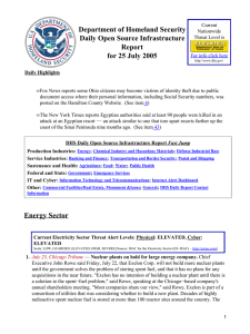 Department of Homeland Security Daily Open Source Infrastructure Report for 25 July 2005