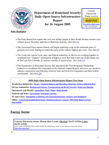 Department of Homeland Security Daily Open Source Infrastructure Report for 26 August 2005