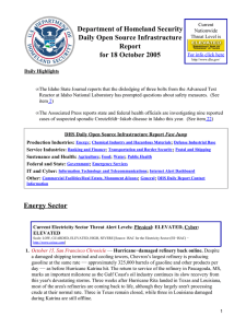 Department of Homeland Security Daily Open Source Infrastructure Report for 18 October 2005