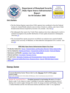 Department of Homeland Security Daily Open Source Infrastructure Report for 04 October 2005