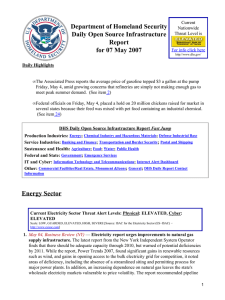Department of Homeland Security Daily Open Source Infrastructure Report for 07 May 2007