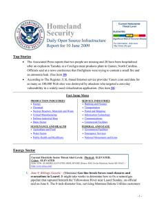 Homeland Security Daily Open Source Infrastructure Report for 10 June 2009