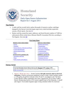 Homeland Security Daily Open Source Infrastructure Report for 3 August 2011