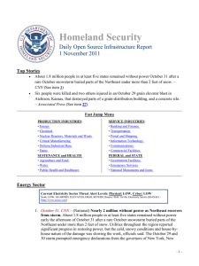 Homeland Security Daily Open Source Infrastructure Report 1 November 2011 Top Stories