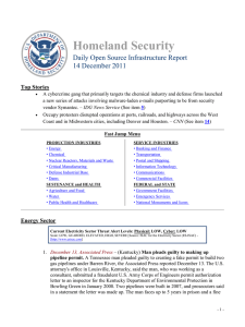 Homeland Security Daily Open Source Infrastructure Report 14 December 2011 Top Stories