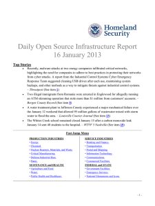 Daily Open Source Infrastructure Report 16 January 2013 Top Stories