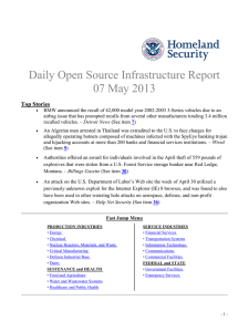 Daily Open Source Infrastructure Report 07 May 2013 Top Stories