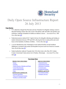 Daily Open Source Infrastructure Report 26 July 2013 Top Stories