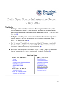 Daily Open Source Infrastructure Report 19 July 2013 Top Stories