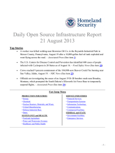 Daily Open Source Infrastructure Report 21 August 2013 Top Stories