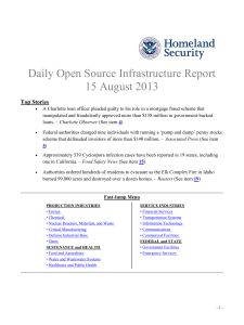 Daily Open Source Infrastructure Report 15 August 2013 Top Stories
