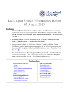 Daily Open Source Infrastructure Report 05 August 2013 Top Stories