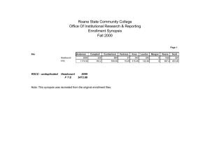 Roane State Community College Office Of Institutional Research &amp; Reporting Enrollment Synopsis