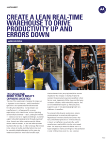 creaTe a lean real-Time Warehouse To drive producTiviTy up and errors doWn