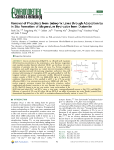 Removal of Phosphate from Eutrophic Lakes through Adsorption by