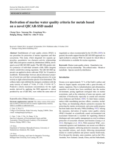 Derivation of marine water quality criteria for metals based RESEARCH ARTICLE
