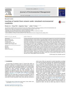 Leaching of metals from cement under simulated environmental conditions Huixia Lu
