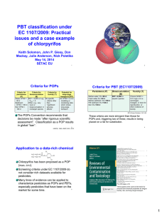 PBT classification under EC 1107/2009: Practical issues and a case example of chlorpyrifos