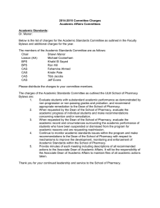 2014-2015 Committee Charges Academic Affairs Committees Academic Standards: