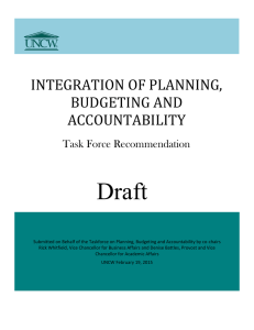 Draft  INTEGRATION OF PLANNING, BUDGETING AND