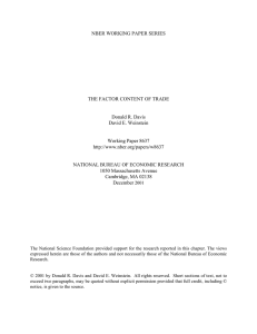 NBER WORKING PAPER SERIES THE FACTOR CONTENT OF TRADE Donald R. Davis