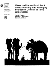 Hikers and Recreational Stock Users: Predicting and Managing Recreation Conflicts in Three Wildernesses
