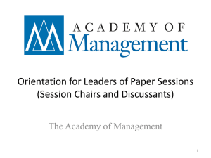 Orientation for Leaders of Paper Sessions (Session Chairs and Discussants)