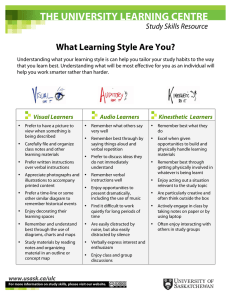 THE UNIVERSITY LEARNING CENTRE What Learning Style Are You? Study Skills Resource