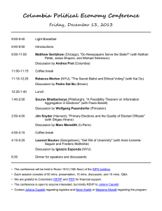 Columbia Political Economy Conference Friday, December 13, 2013