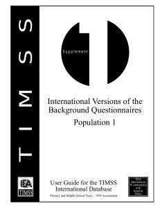 TIMSS International Versions of the Background Questionnaires Population 1