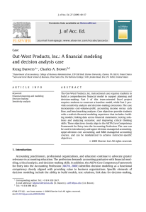J. of Acc. Ed. Out-West Products, Inc.: A ﬁnancial modeling Kreag Danvers